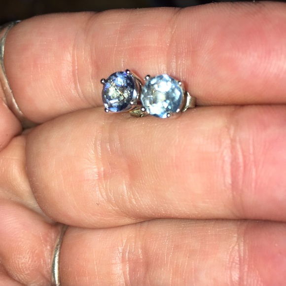 Natural Tanzanite Post Back Earrings - Picture 2 of 5